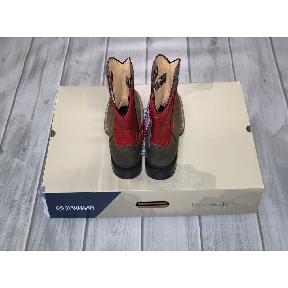 NEW Justin Show Stopper 11” Cowboy Boots Square Toe Red Leather FN7120 Mens 10D - Picture 8 of 13